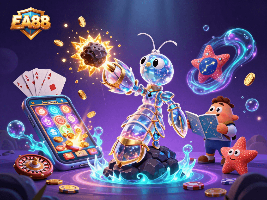 Experience thrilling gameplay at EA88 with a vibrant underwater gambling universe, exploding coins, and dynamic characters.