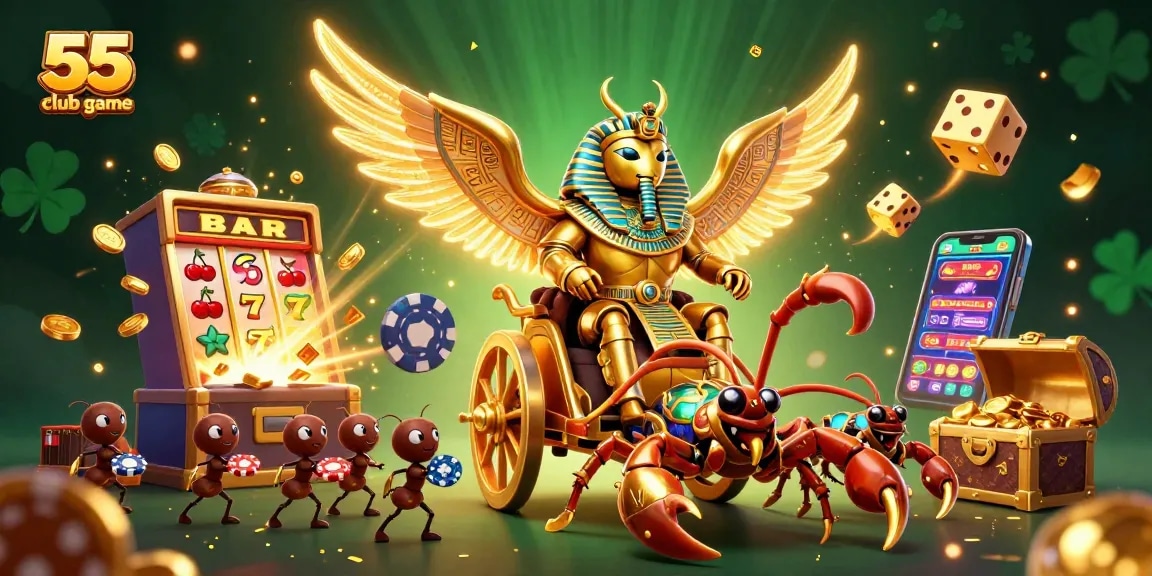 Experience the thrill of the 55 club game with dynamic casino elements and vibrant characters.