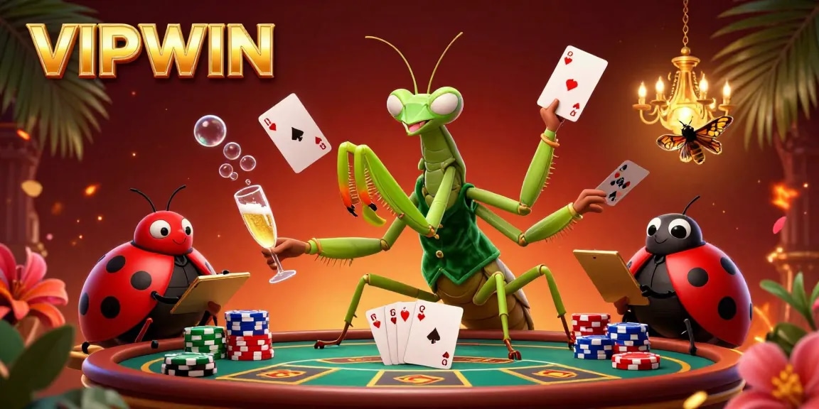 Experience the thrill of VIPWIN with vibrant casino action, showcasing dynamic characters and games.