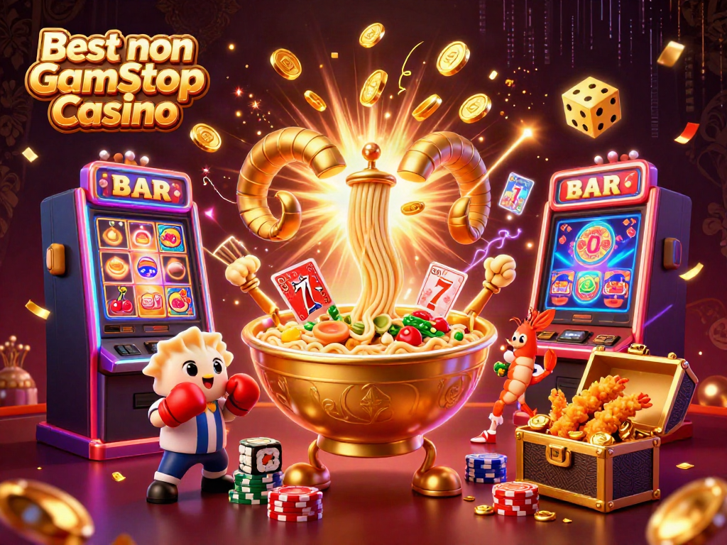 Experience the excitement of the Best non Gamstop Casino featuring vibrant characters and dynamic casino elements.