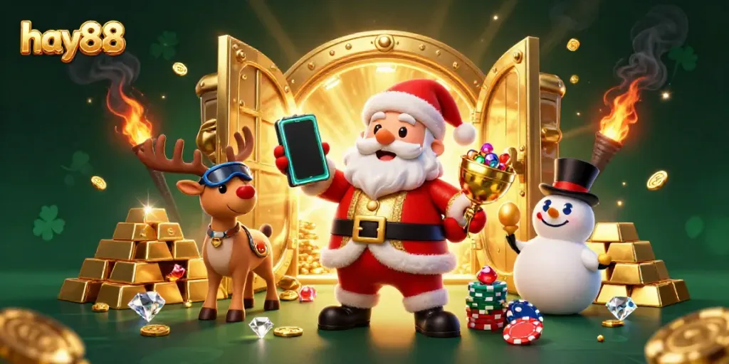 Join Santa Claus and friends at hay88 for an exciting jackpot adventure filled with gold treasures and casino games!