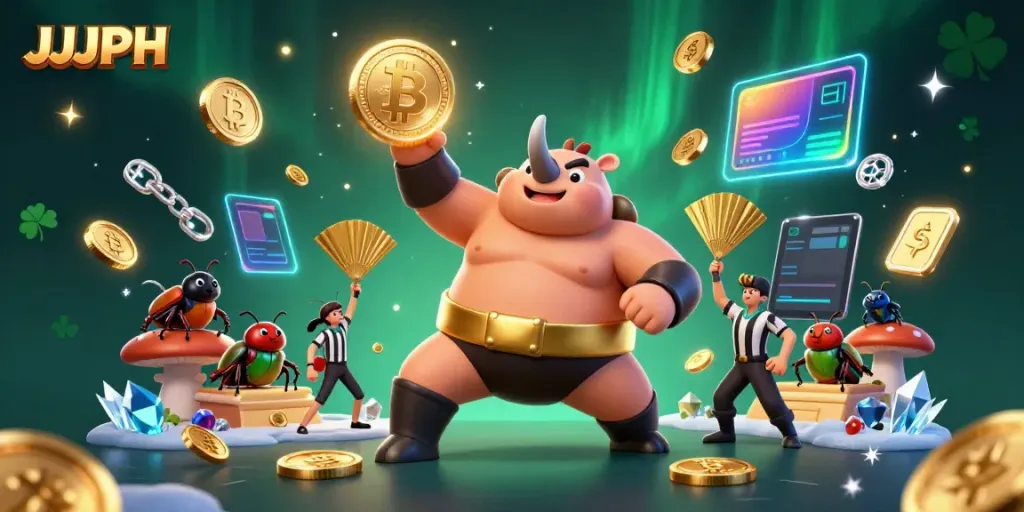 Experience the JJJPH casino action as a rhinoceros beetle champion showcases thrilling wins.