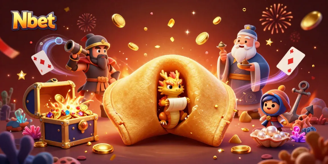 Nbet showcases a vibrant, colorful gambling environment with animated characters and gold treasures.