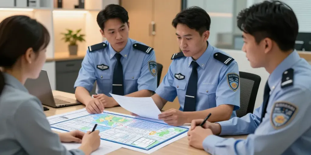 Private Security personnel collaborating with clients, showcasing trusted local business service.