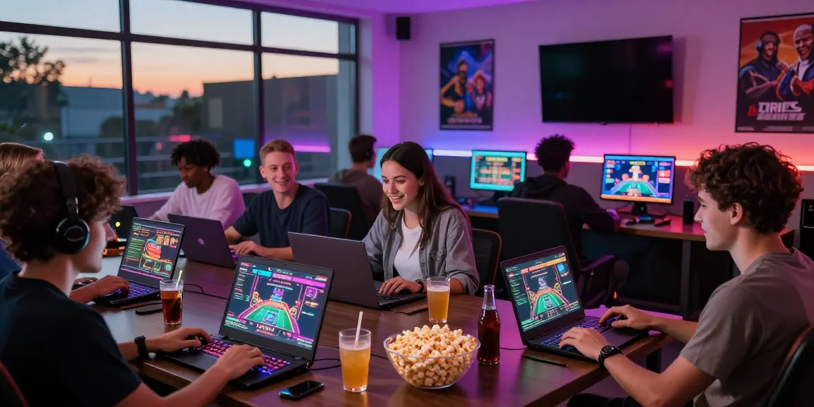 Group enjoying online casinos not on gamstop in vibrant gaming lounge