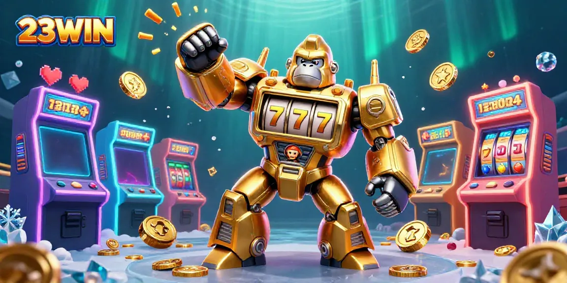 Experience thrill and excitement at 23WIN with a dynamic casino-themed cinematic illustration.