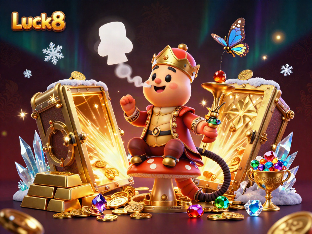 Unlock winning strategies at Luck8 with a vibrant casino scene featuring dynamic games and colorful symbols.