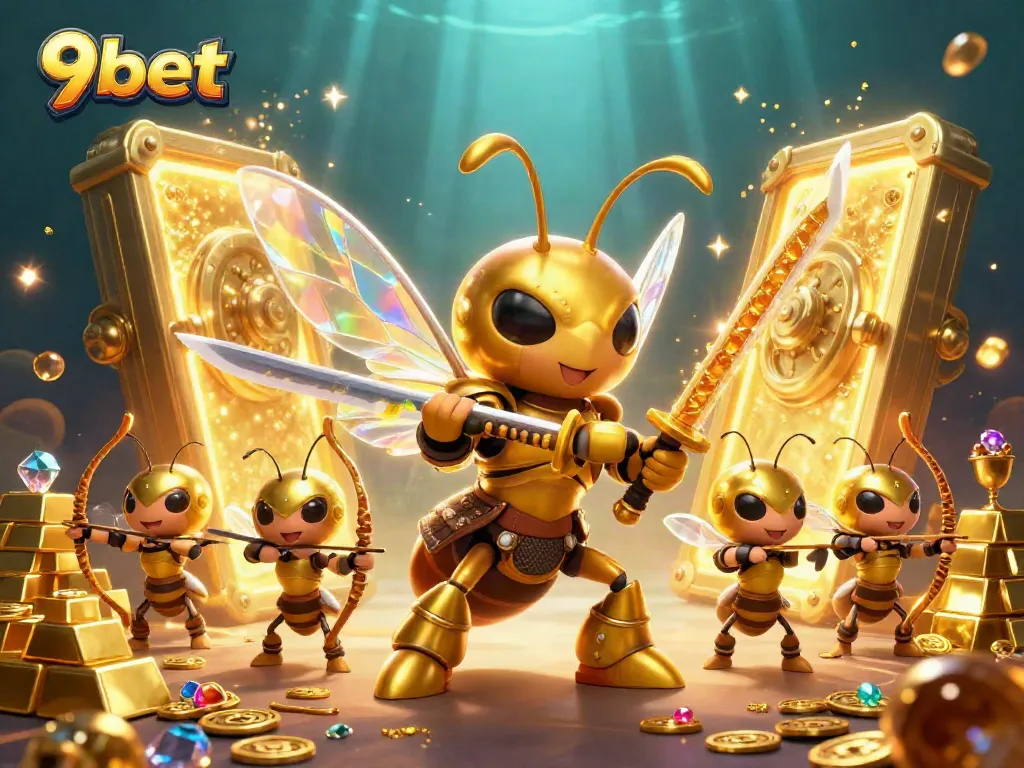 Experience thrilling 9bet action with vibrant scenes of adventure and fortune in this 3D illustration.