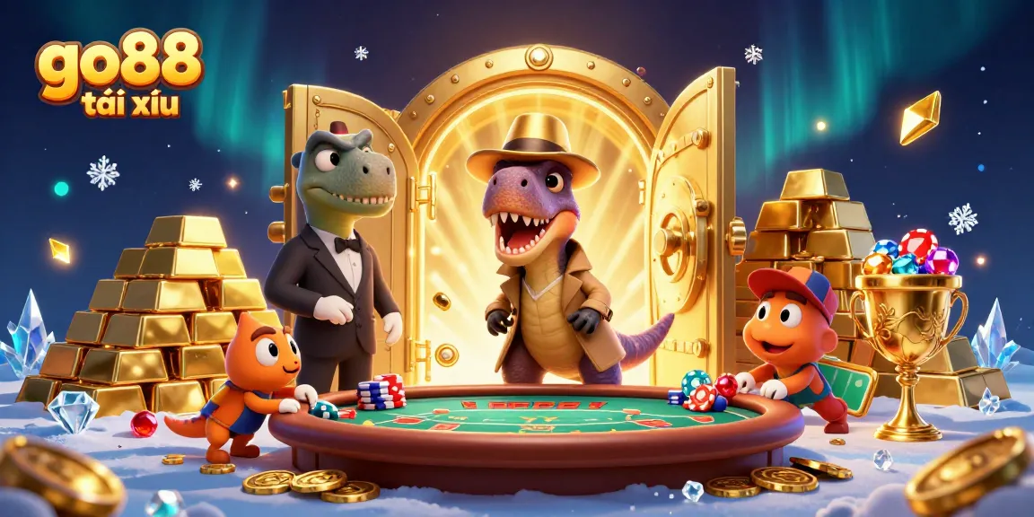 Play go88 tài xỉu with the stealthy velociraptor card counter in a dynamic casino scene.