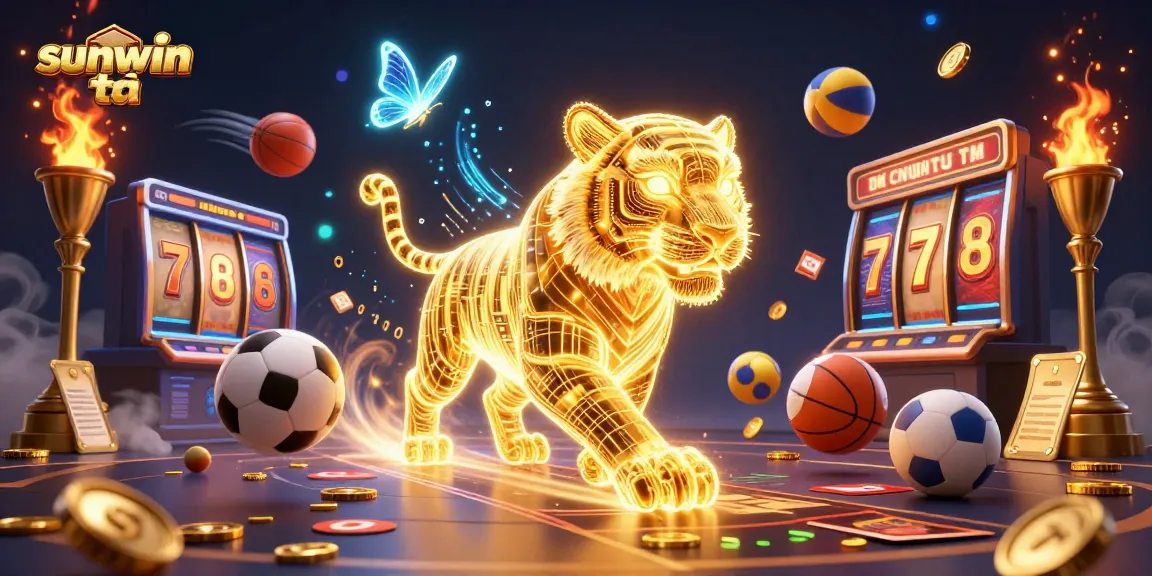 Experience sunwin tải in a vibrant, dynamic digital casino scene filled with energy and gambling elements.