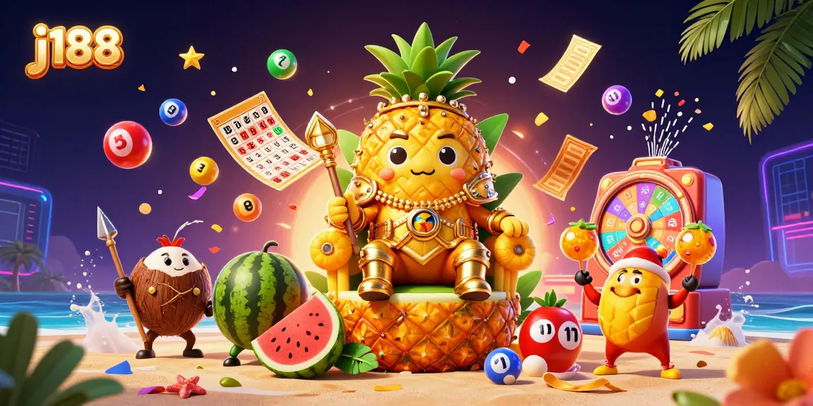 Experience the thrill of j188 with vibrant slots and exciting bingo balls in a dynamic casino scene.