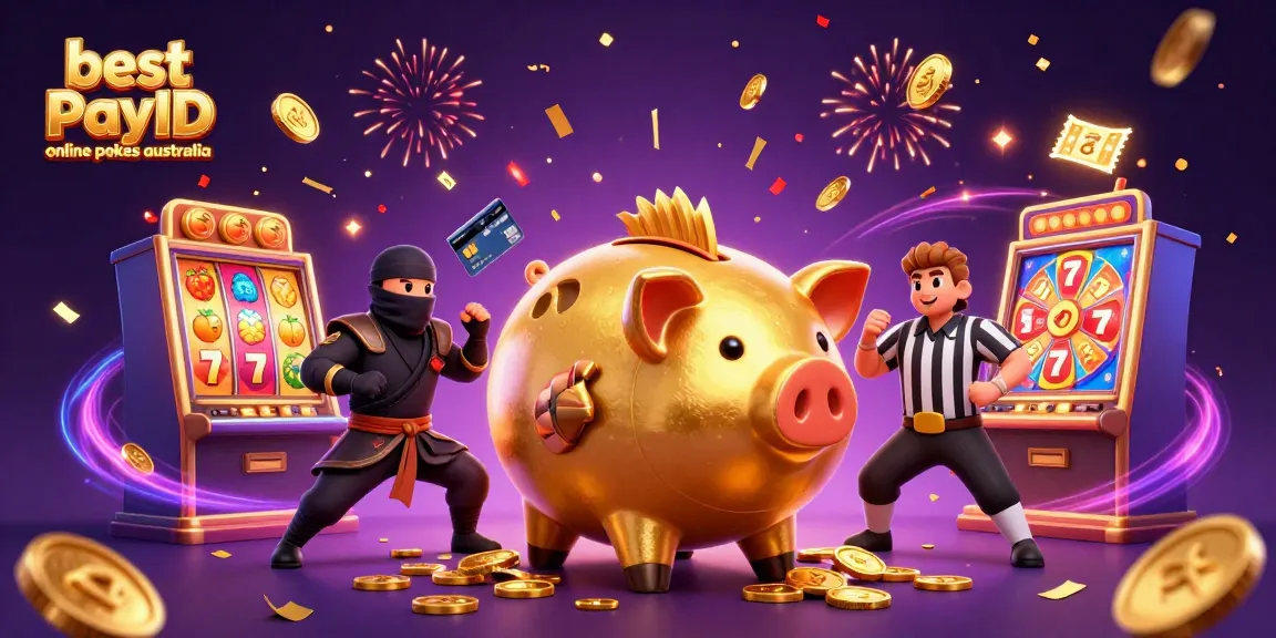 Experience thrilling action with the best PayID online pokies Australia as dynamic characters celebrate with coins and prizes.