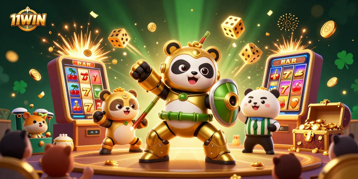 Experience thrilling jackpots and wins with 11WIN in an energetic casino-themed 3D scene.