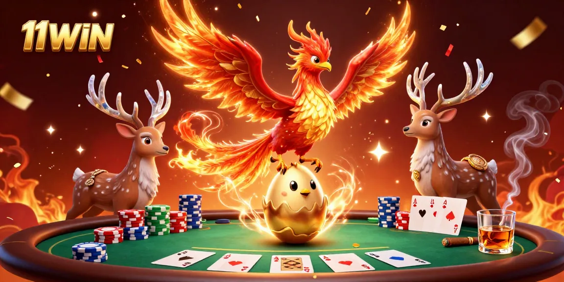 Experience thrilling poker action with 11WIN's ultimate gaming visualization featuring vibrant 3D characters.