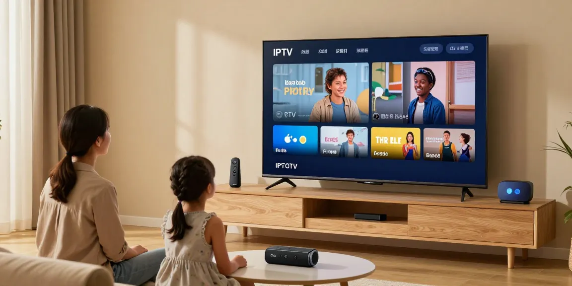 Family enjoying IPTV UK service at home with a trusted provider in a warm setting.