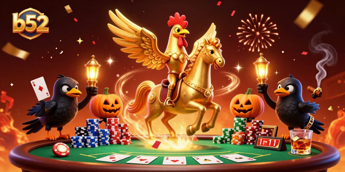 Experience the excitement of b52 with a golden rooster in a vibrant casino setting.